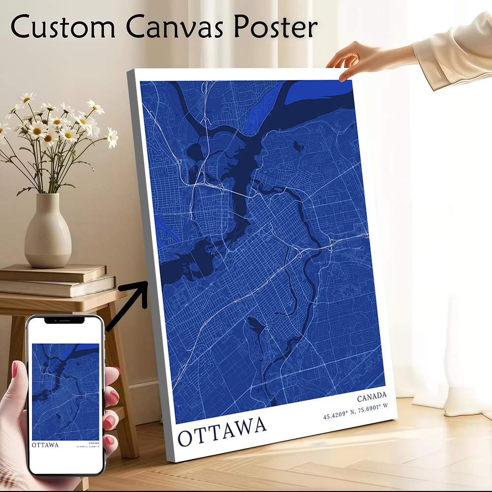 Custom Map Poster - Ottawa City Map Printed Canvas Poster
