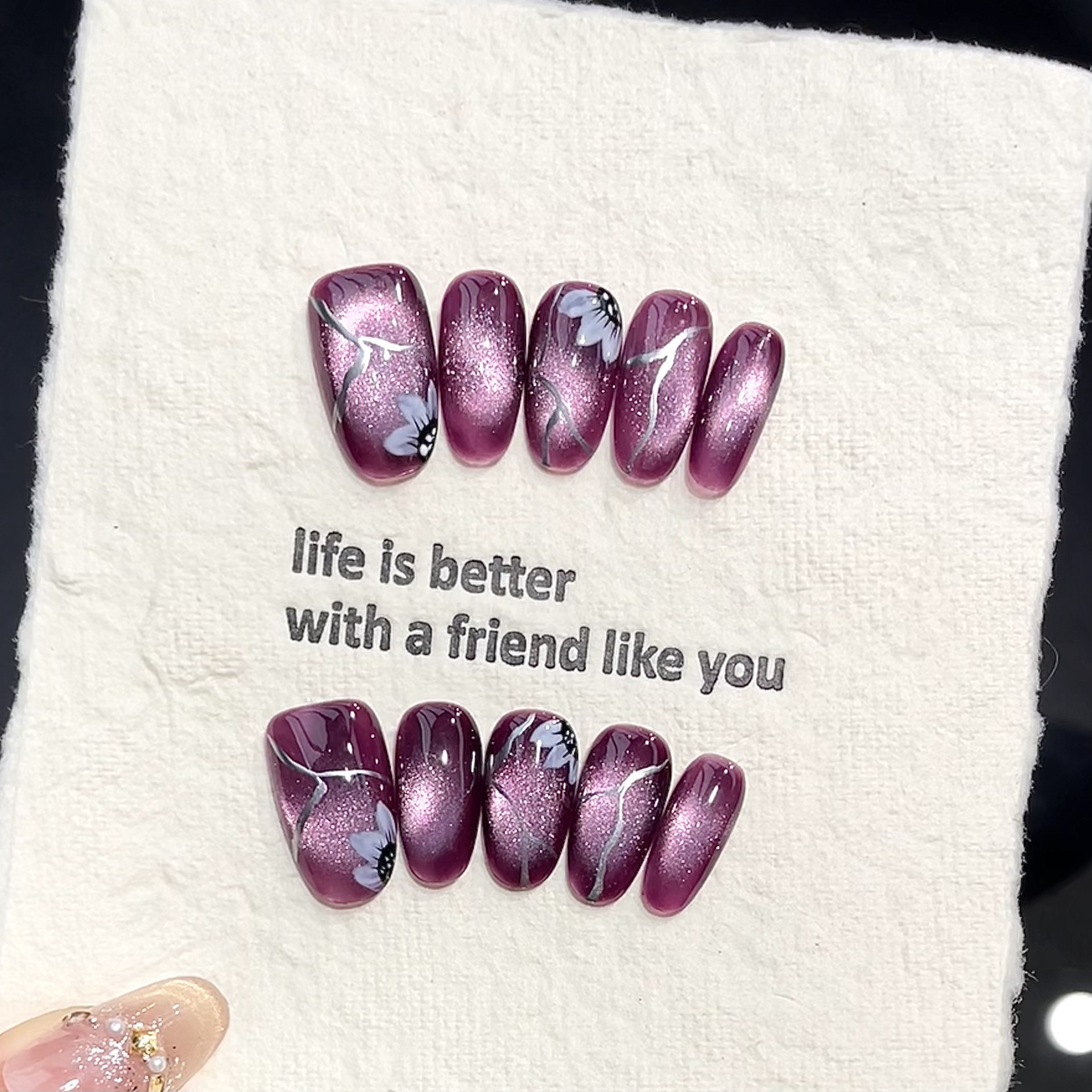 Pressed Flower Art - 10pcs Handmade Pressed Oval Nail Art,