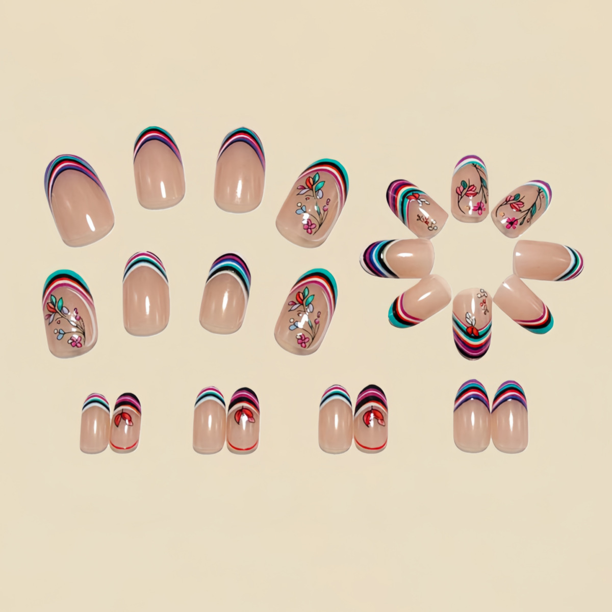 Medium fake nails for women gi - Pressed Flower Art recensione e prezzo