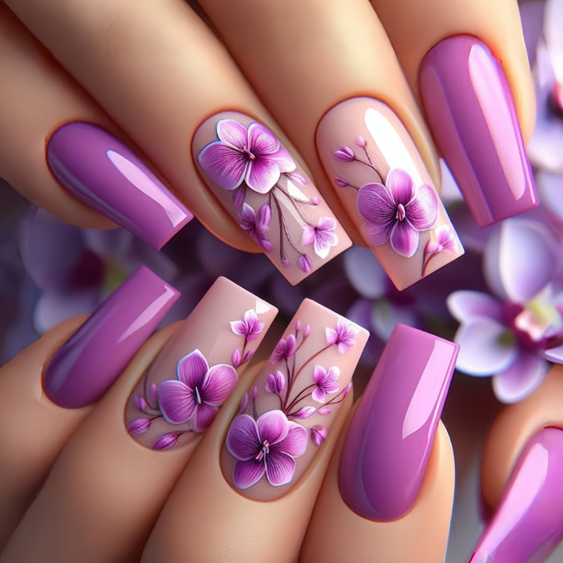 24pcs/set Medium long fake nai - Pressed Flower Art recensione e prezzo