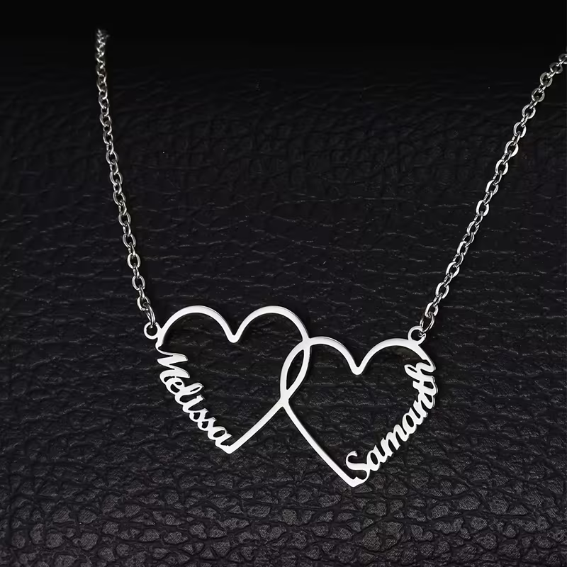 Custom Interlocking Heart Name - Name Necklace Custom recensione e prezzo