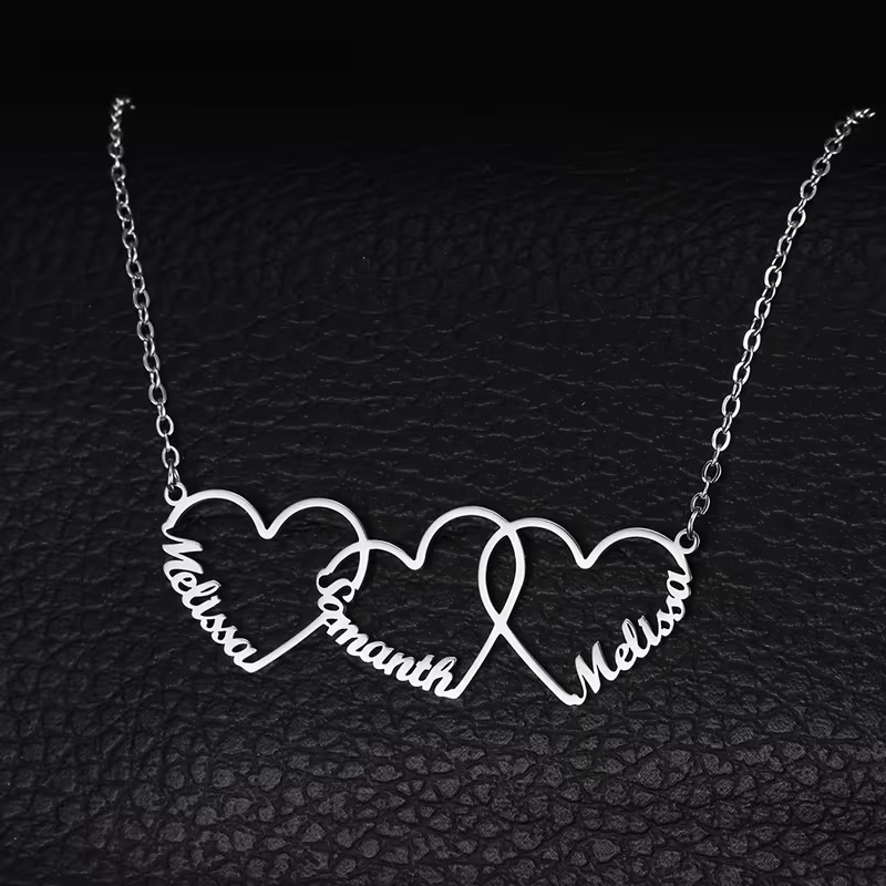 Custom Interlocking Heart Name - Name Necklace Custom recensione e prezzo