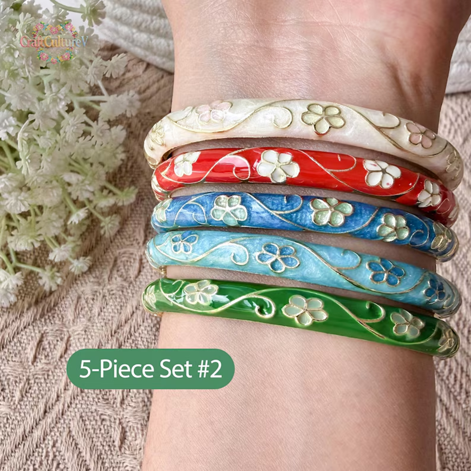 3/5PCS Enamel Cloisonné Bangle - Coordinates Bracelet recensione e prezzo