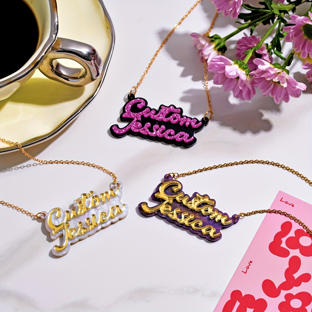 Personalized double-layer acry - Name Necklace Custom recensione e prezzo