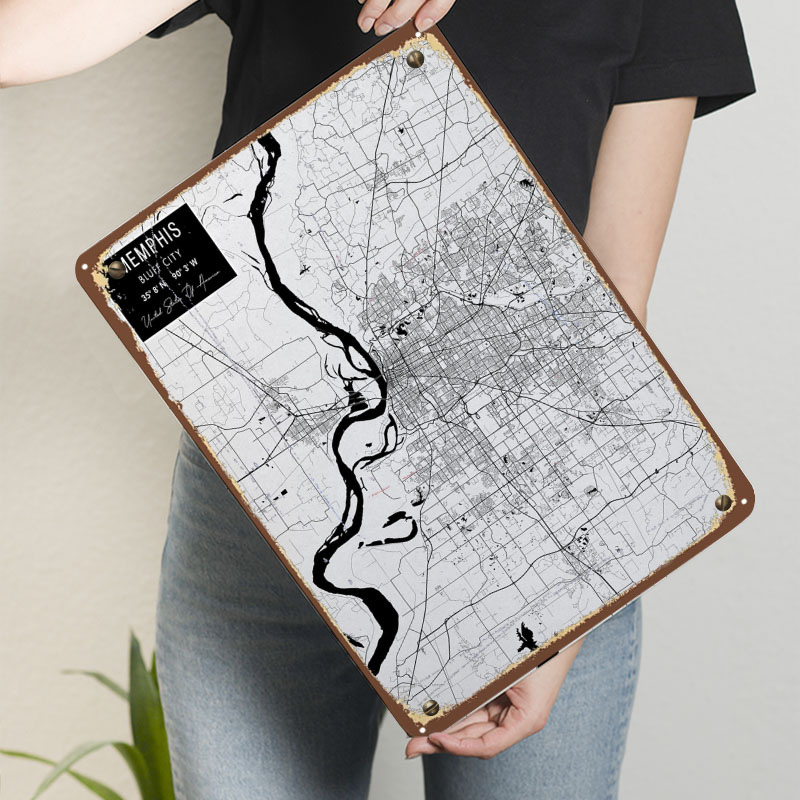 Memphis TN USA Tinplate Signs  - Custom Map Poster recensione e prezzo