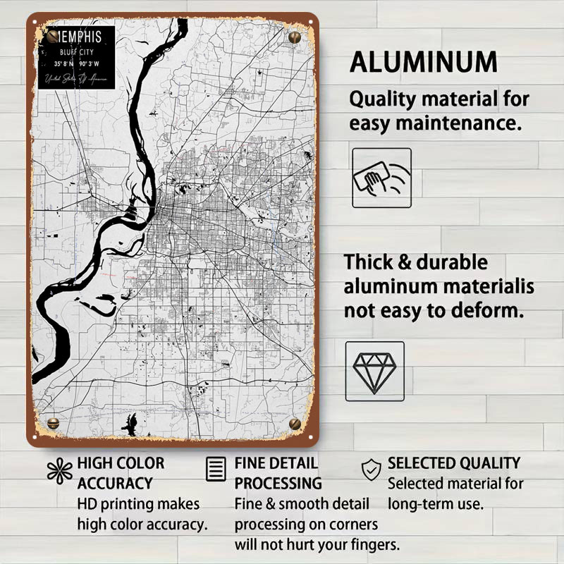 Memphis TN USA Tinplate Signs  - Custom Map Poster recensione e prezzo
