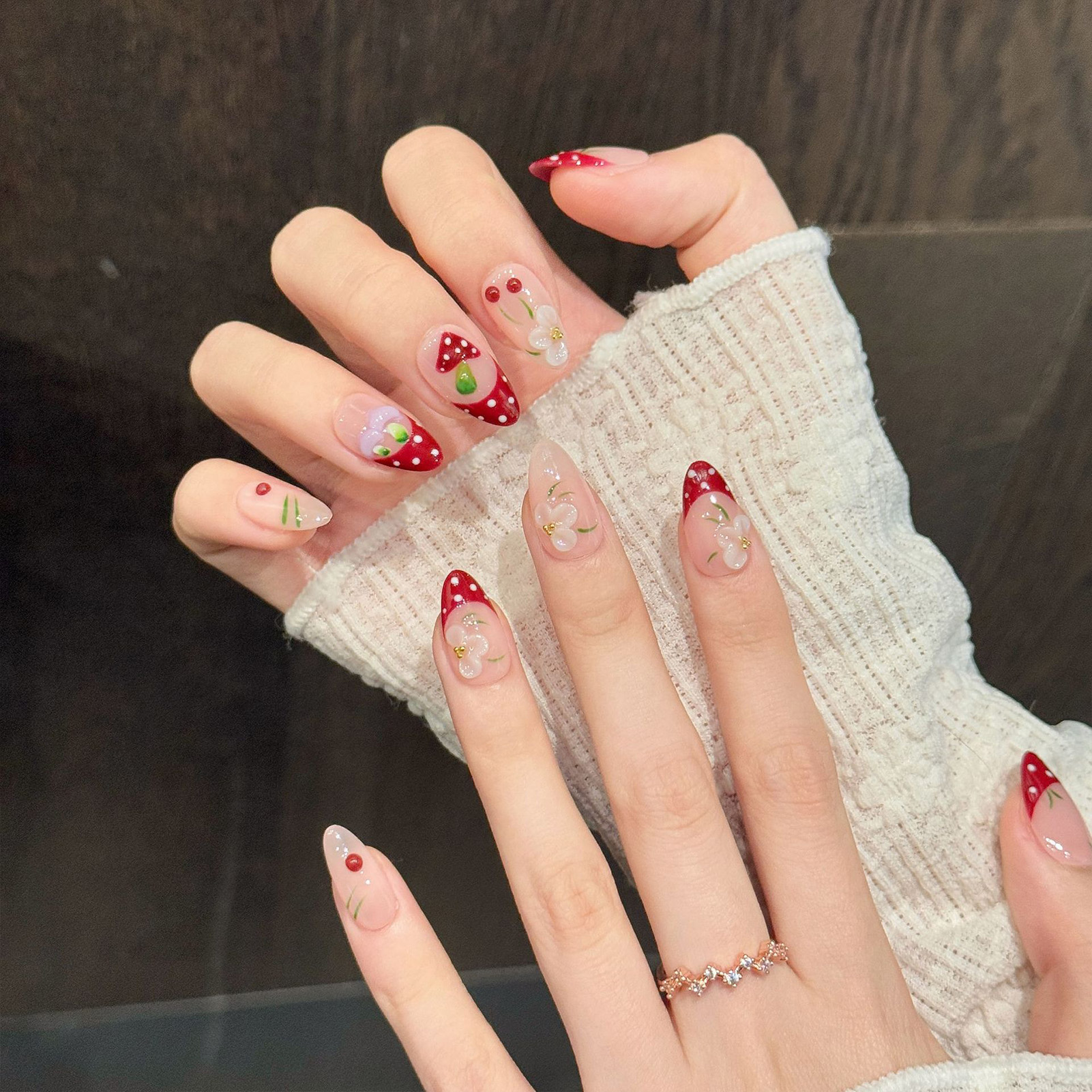 10Pcs Red White Polka Dot Desi - Pressed Flower Art recensione e prezzo