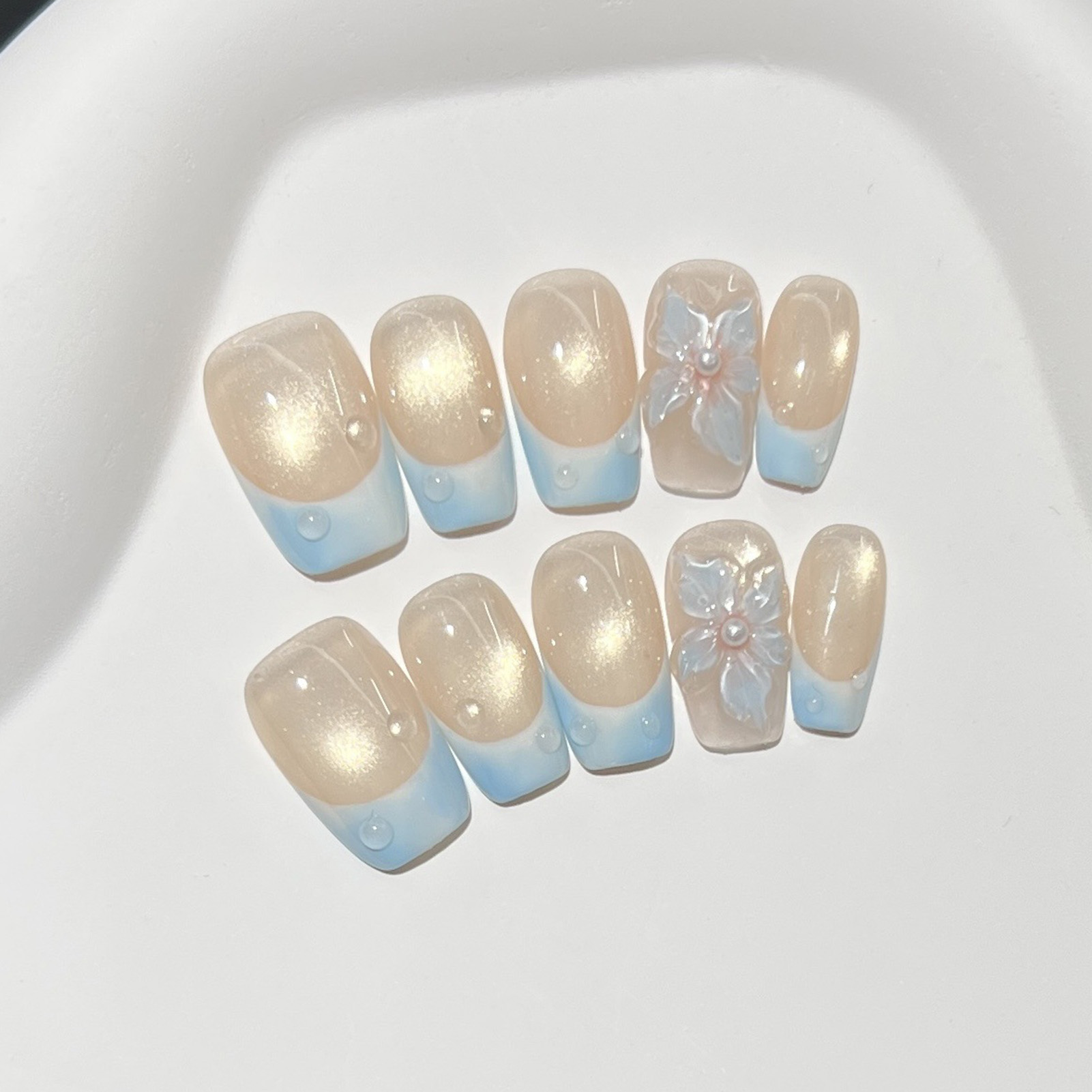 10pcs French Blue Glossy Flora - Pressed Flower Art recensione e prezzo
