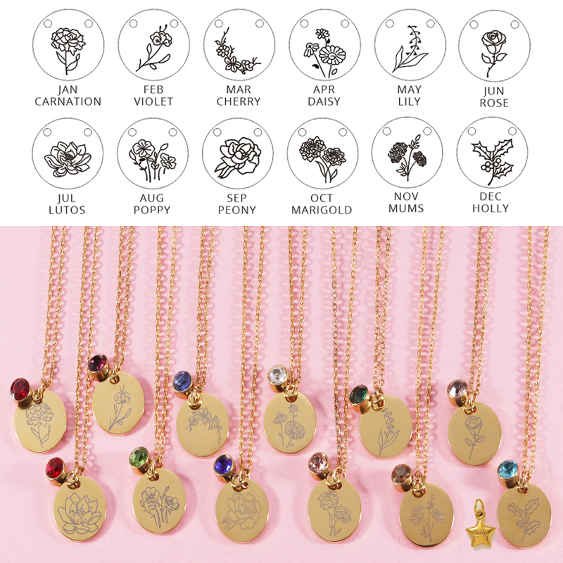 Crystal Birthstone Necklace fo - Birth Flower Necklace recensione e prezzo