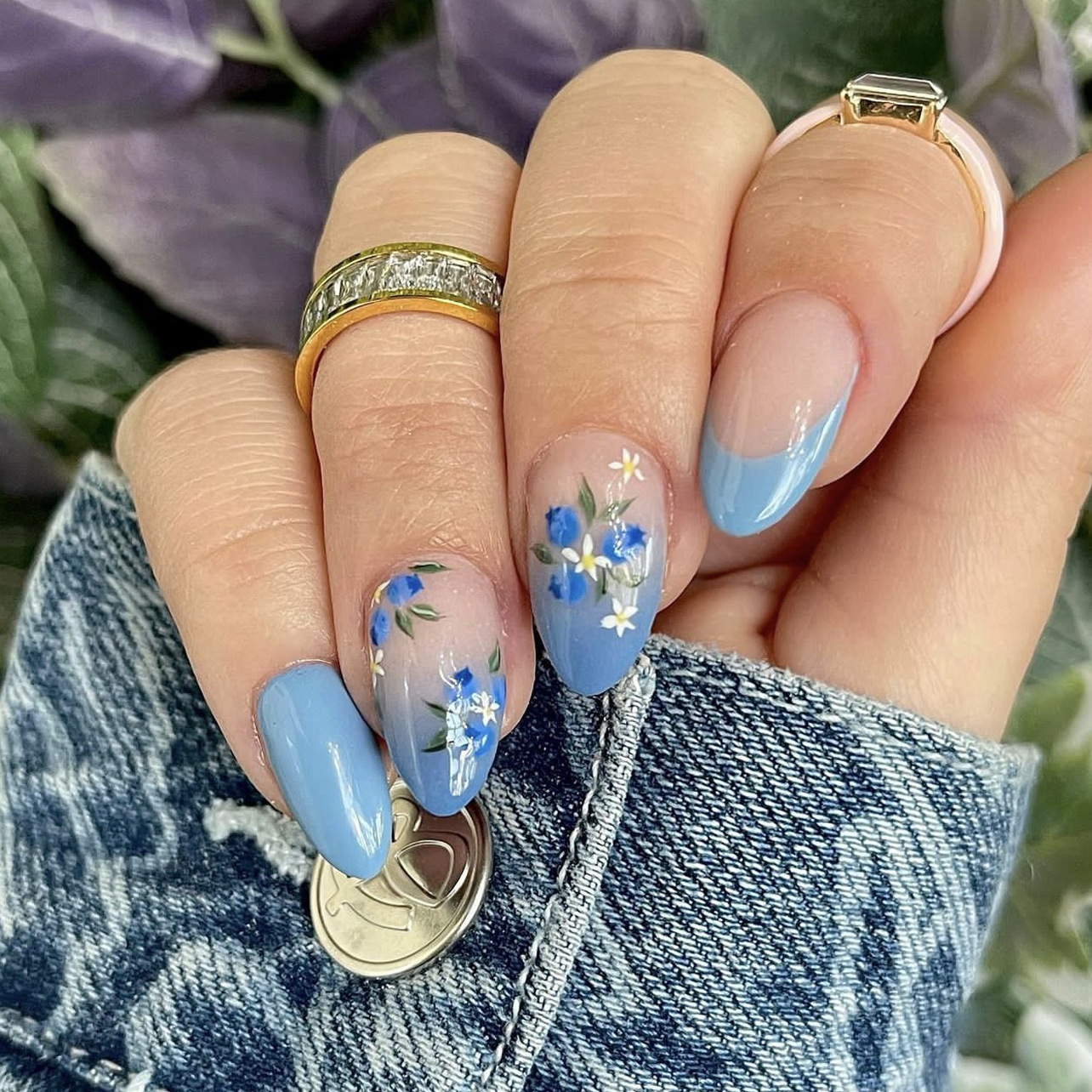 24Pcs Simple Almond Nails Tips - Pressed Flower Art recensione e prezzo