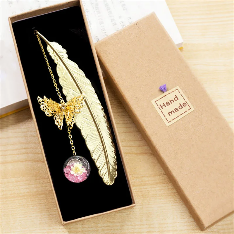 1pc Chinese Style Metal Feathe - Dried Flower Bookmark recensione e prezzo