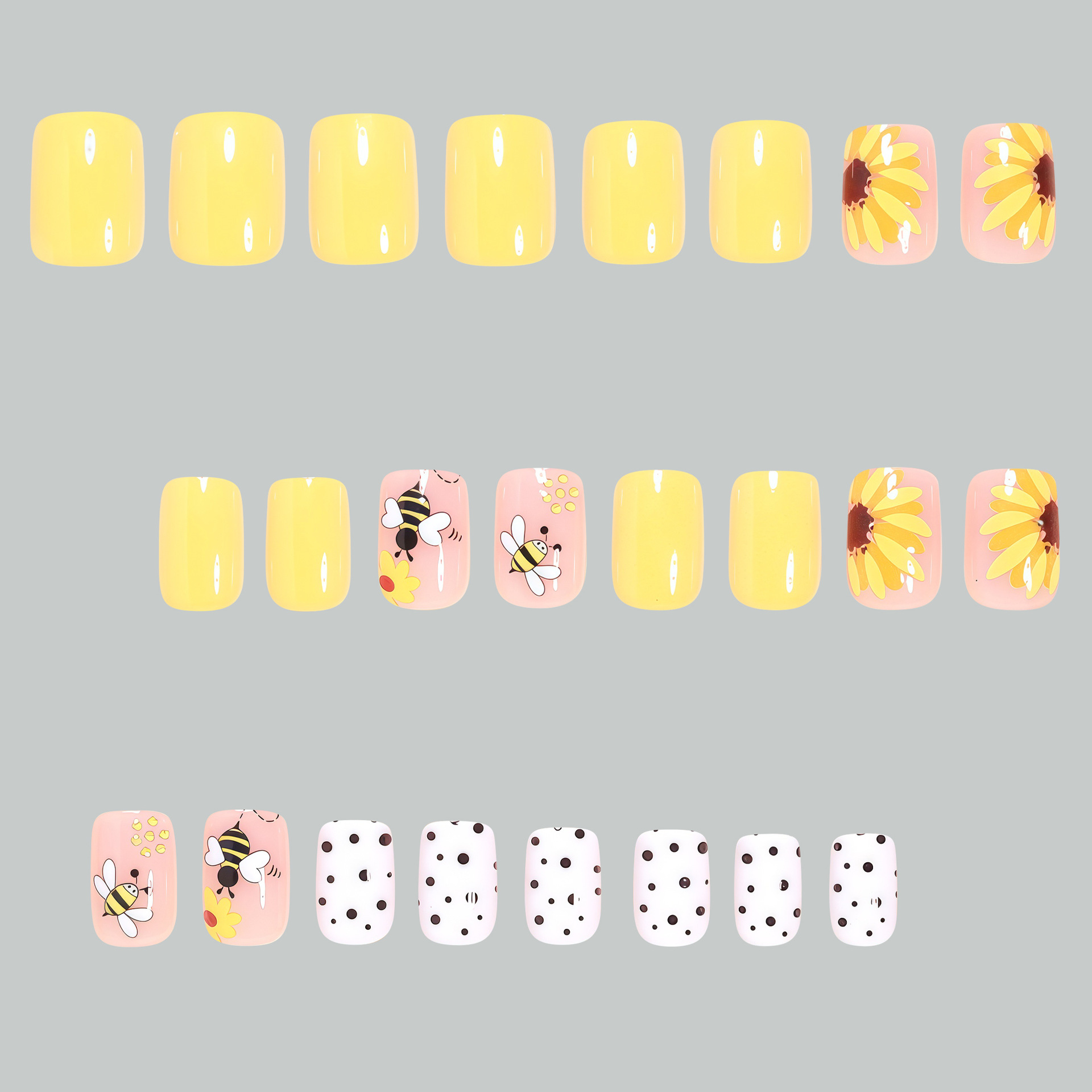 Short Square fake nails for wo - Pressed Flower Art recensione e prezzo