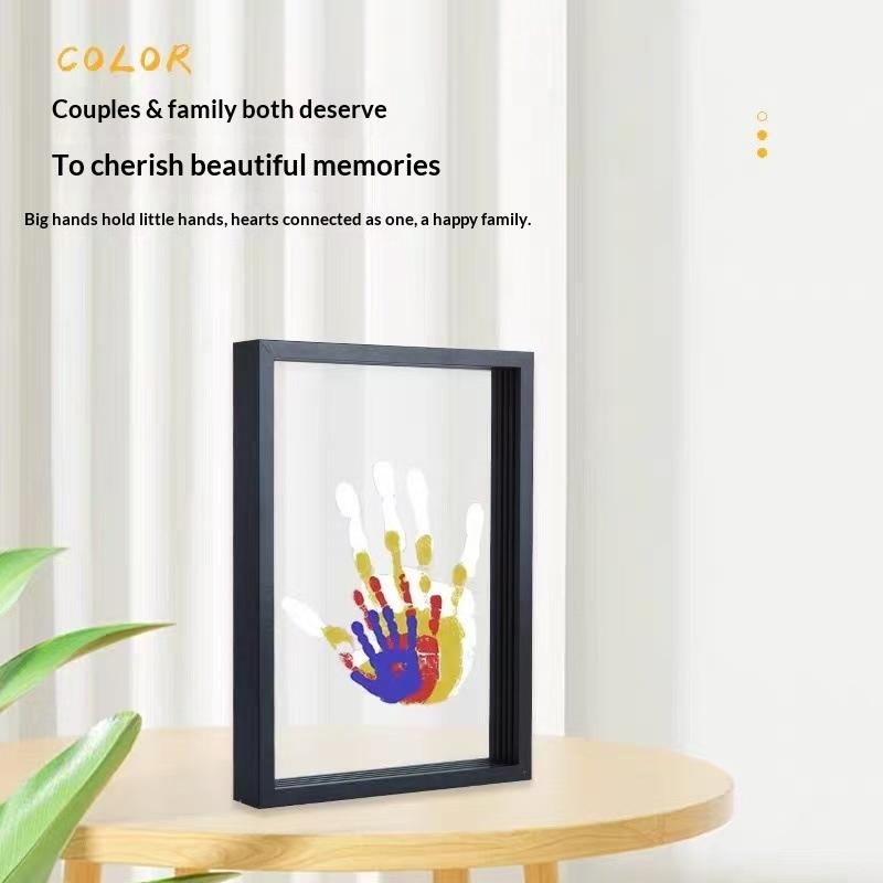 New-1Set Family Handprint Phot - Engraved Wood Frame recensione e prezzo
