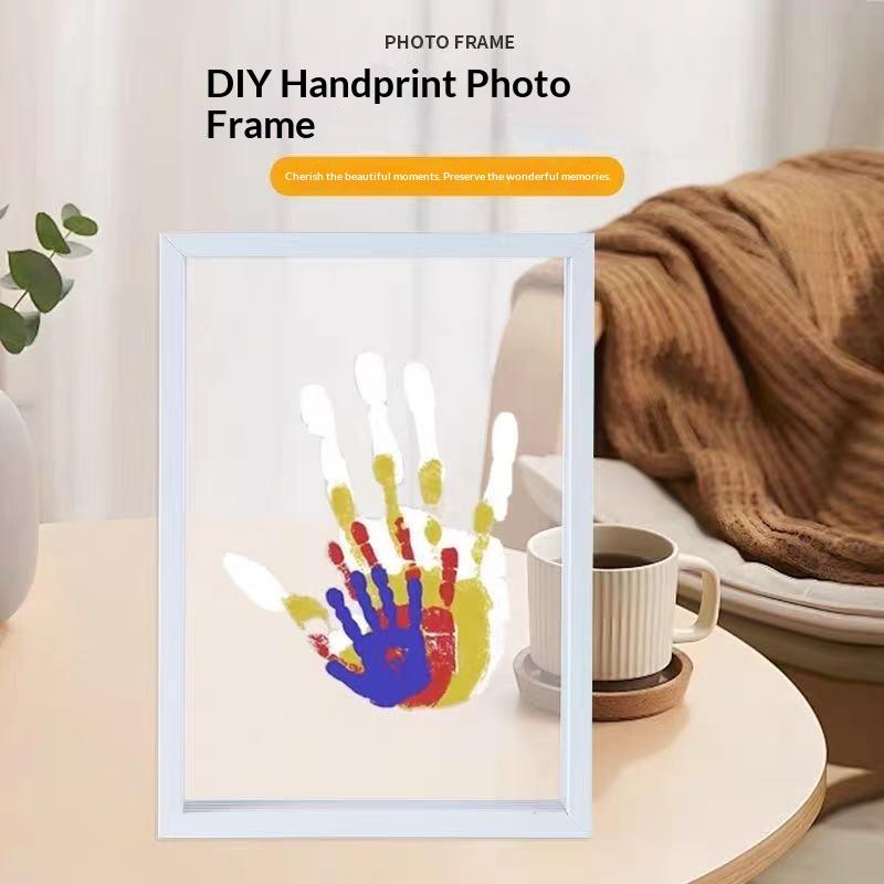 New-1Set Family Handprint Phot - Engraved Wood Frame recensione e prezzo