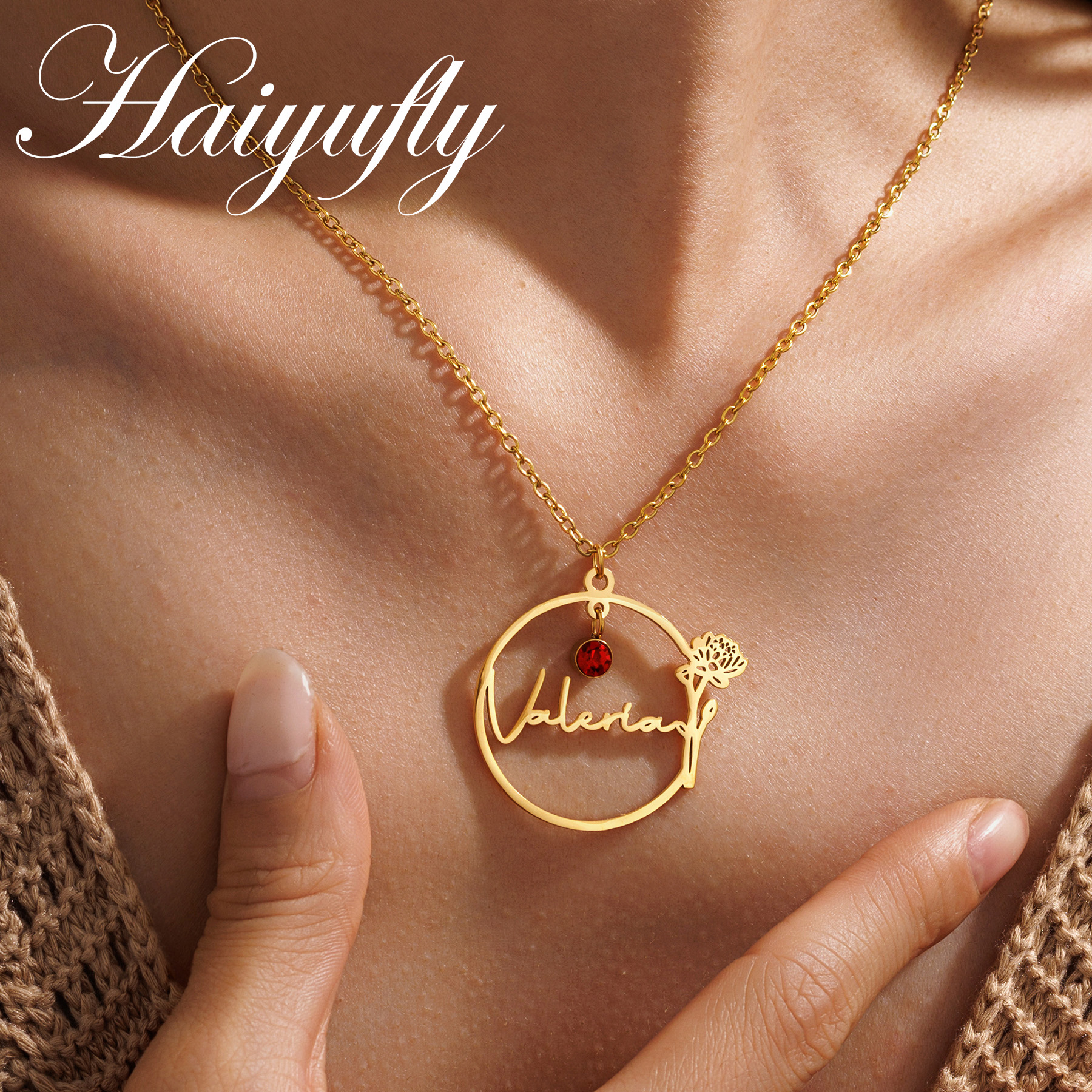 Haiyufly Custom Name Necklace  - Birth Flower Necklace recensione e prezzo