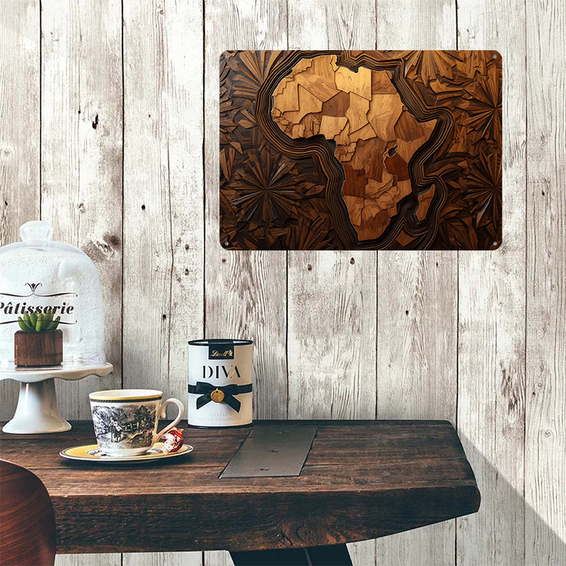 Africa Map Wood Carving Art Pr - Custom Map Poster recensione e prezzo