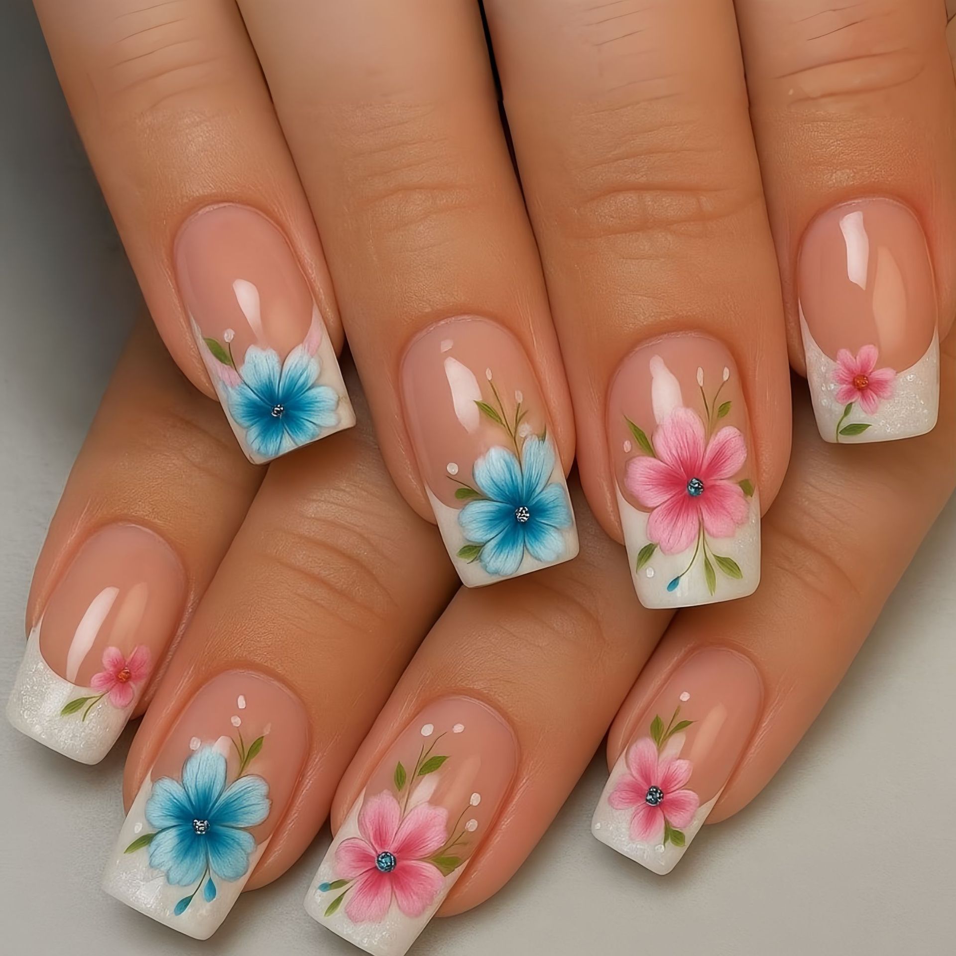 Short Medium fake nails for wo - Pressed Flower Art recensione e prezzo