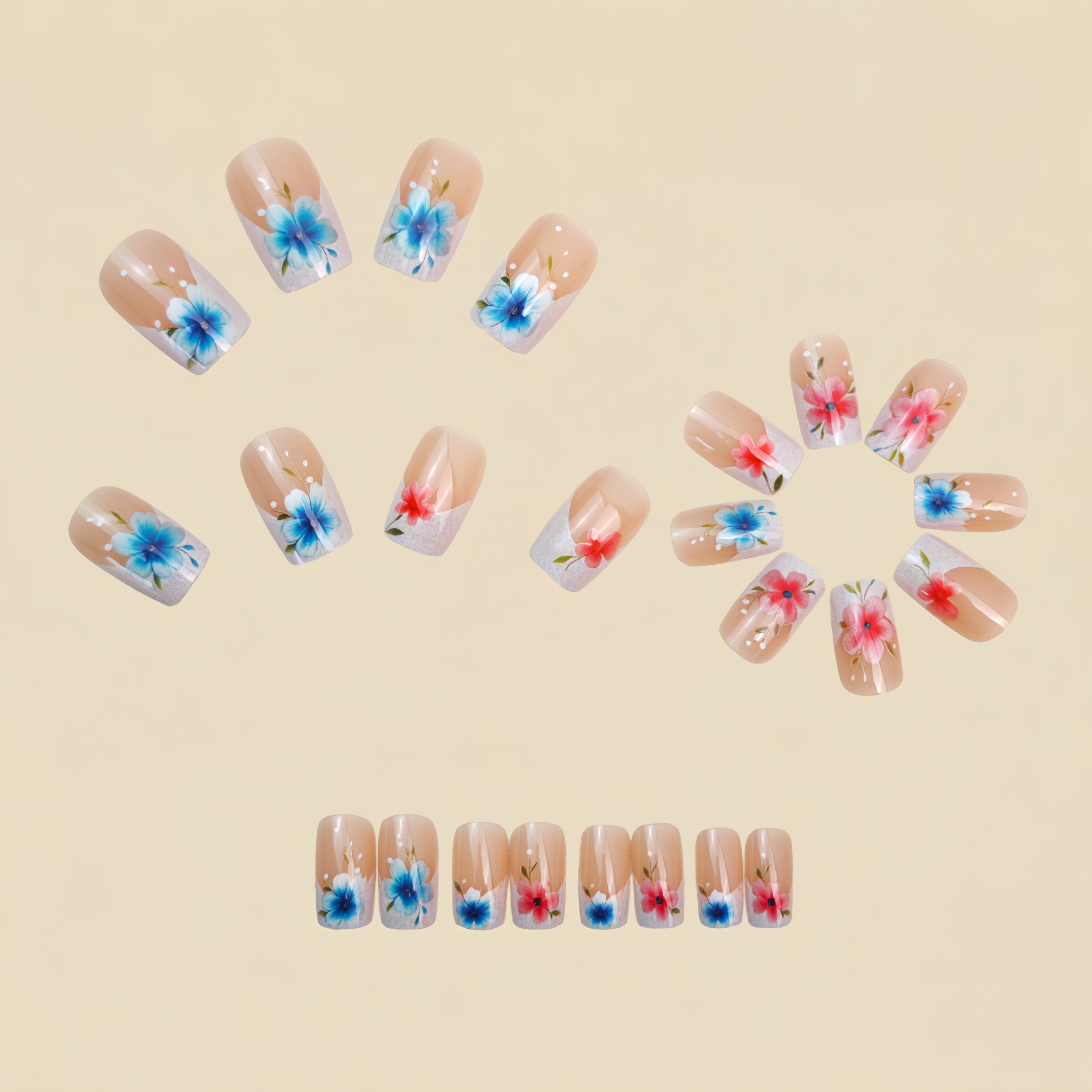Short Medium fake nails for wo - Pressed Flower Art recensione e prezzo
