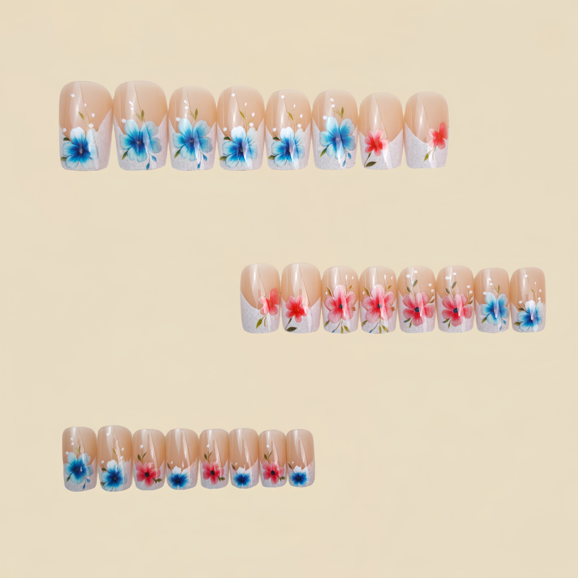 Short Medium fake nails for wo - Pressed Flower Art recensione e prezzo