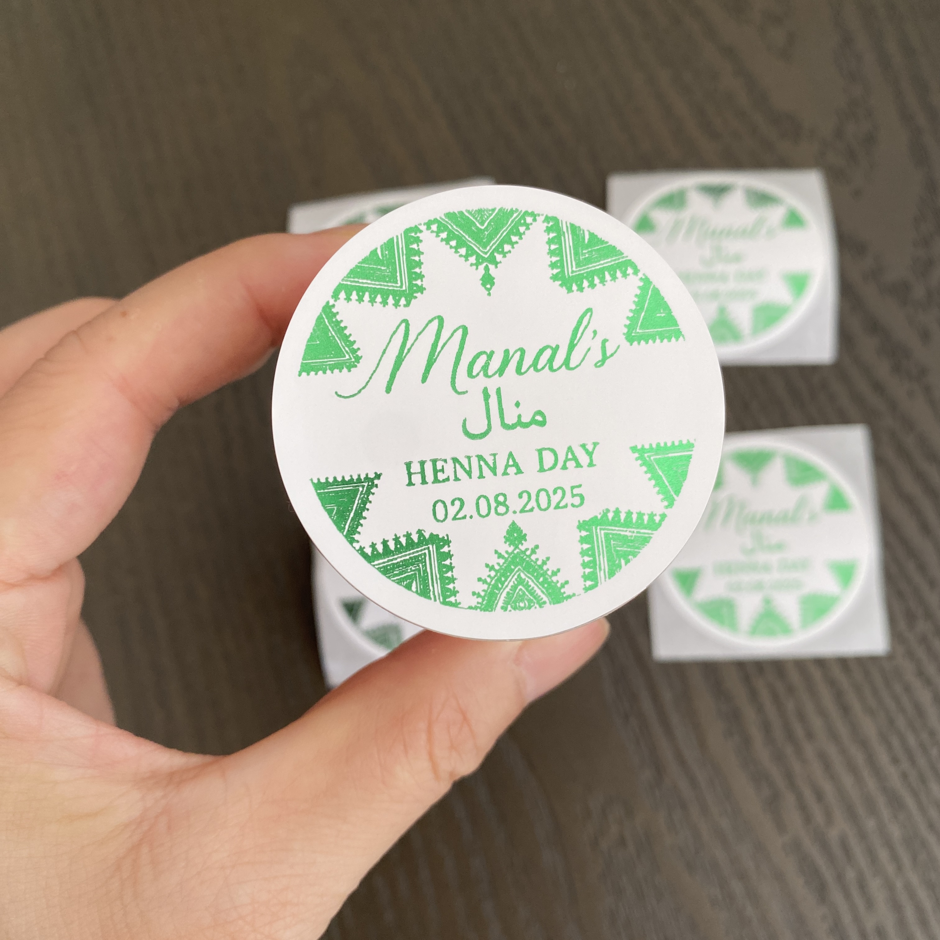Green Mehndi Decorations Cotto - Personalised Candle Label recensione e prezzo
