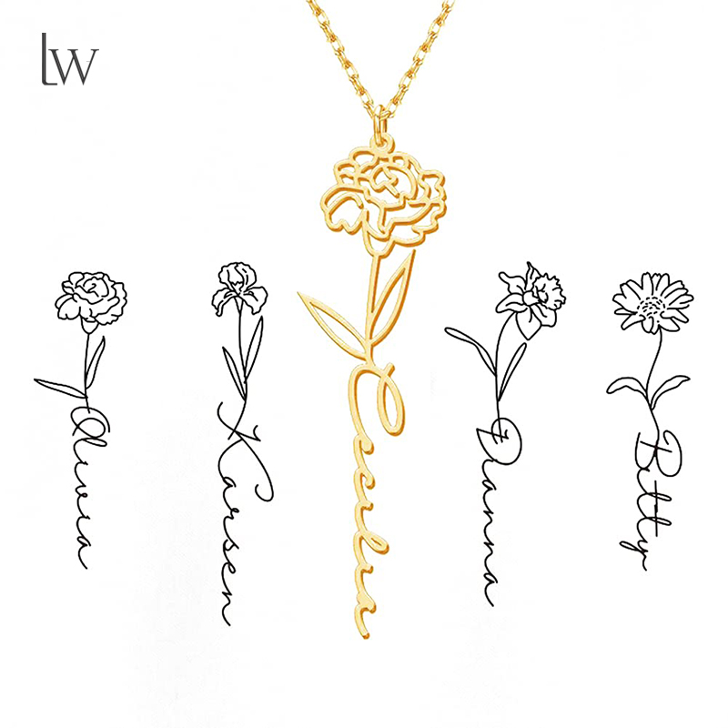 Personalized Birth Flower Name - Birth Flower Necklace recensione e prezzo
