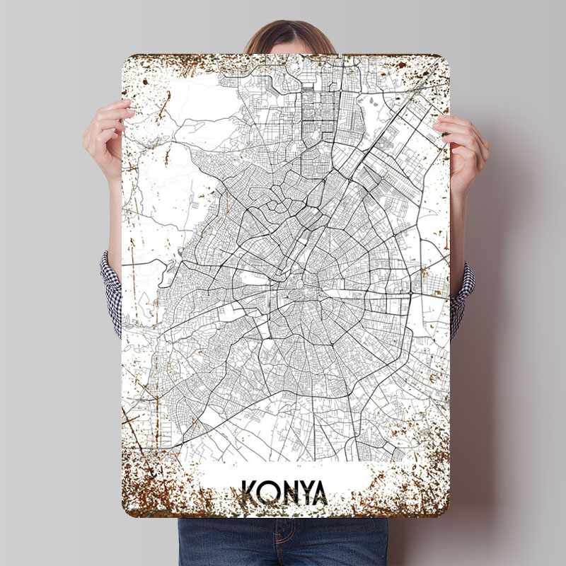 Konya City Map Tinplate Sign M - Custom Map Poster recensione e prezzo